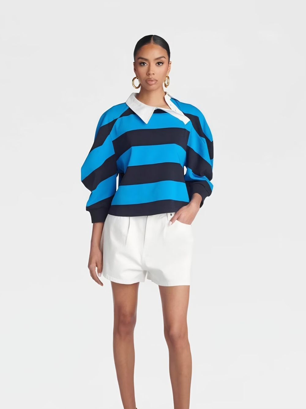 KBB By Khalana Striped Assymetric Rugby Top